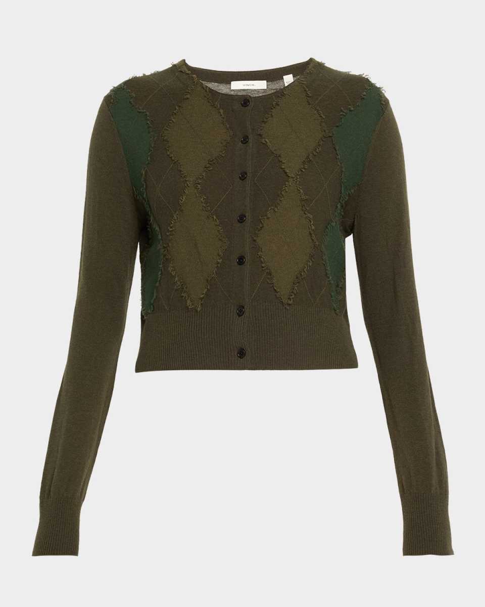 Cashmere and Wool Argyle Cardigan